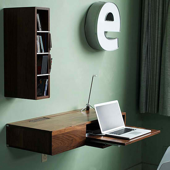 small home office with wall letter
