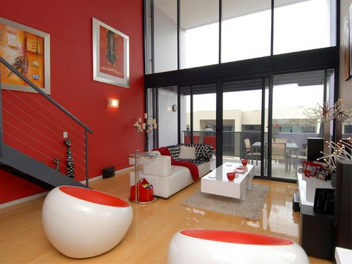 Red Living Room Interior Design Ideas 33