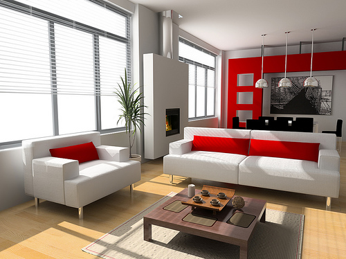 red and white room