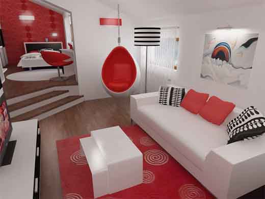 Red Living Room Interior Design Ideas 19