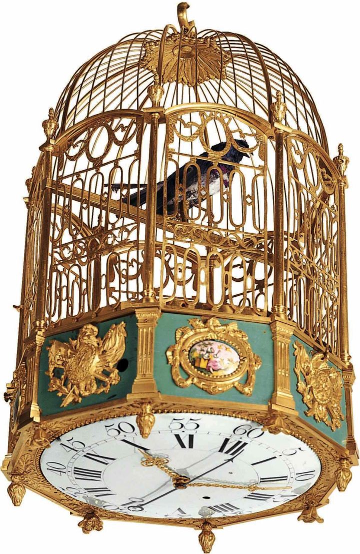 antique singing birdcage clock