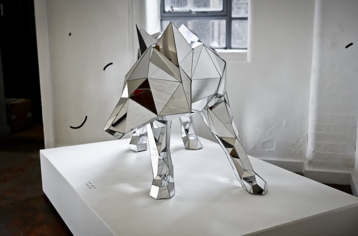 3 Mirrored Wolf Sculpture by Arran Gregory