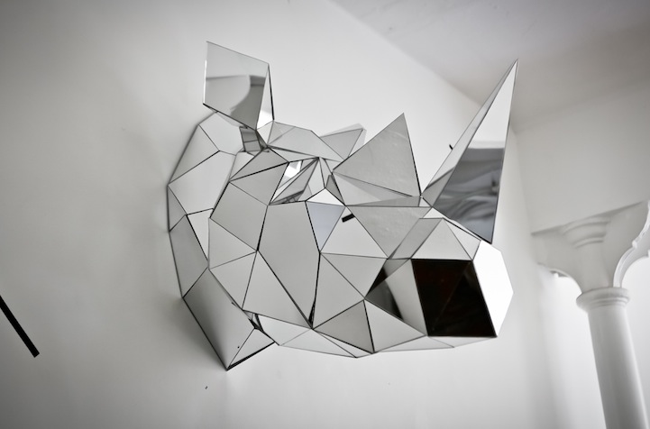 5 Mirrored Wolf Sculpture by Arran Gregory