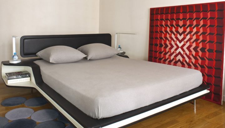 ultra modern black white and red bedroom