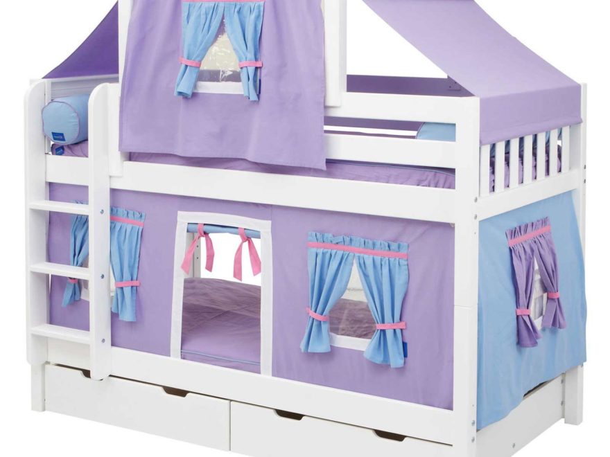 purple Girl Bunk Bed with Twin Deluxe Tent