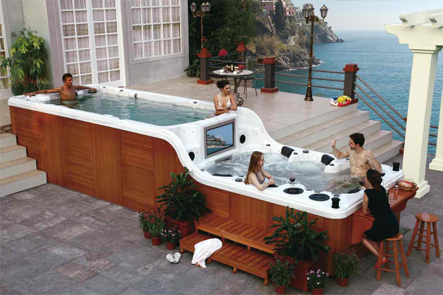 luxury douple deck hot tub spa with tv luxema 8000