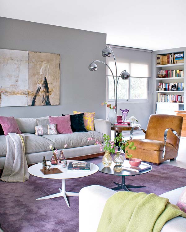 purple living room design