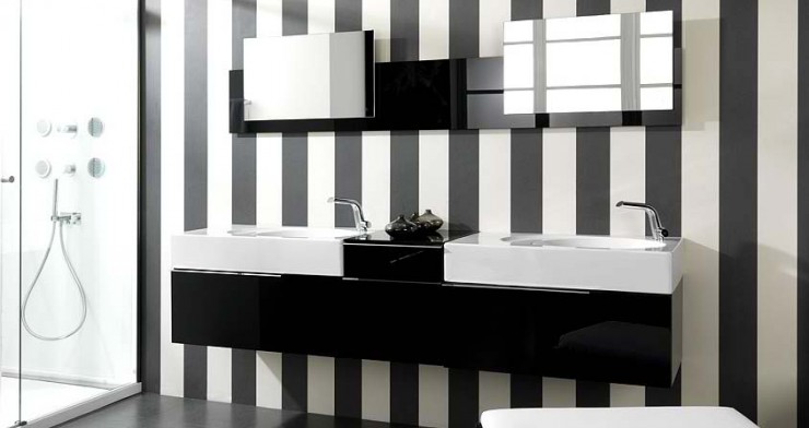 black and white stripes Contemporary Bathroom Design by Porcelanosa