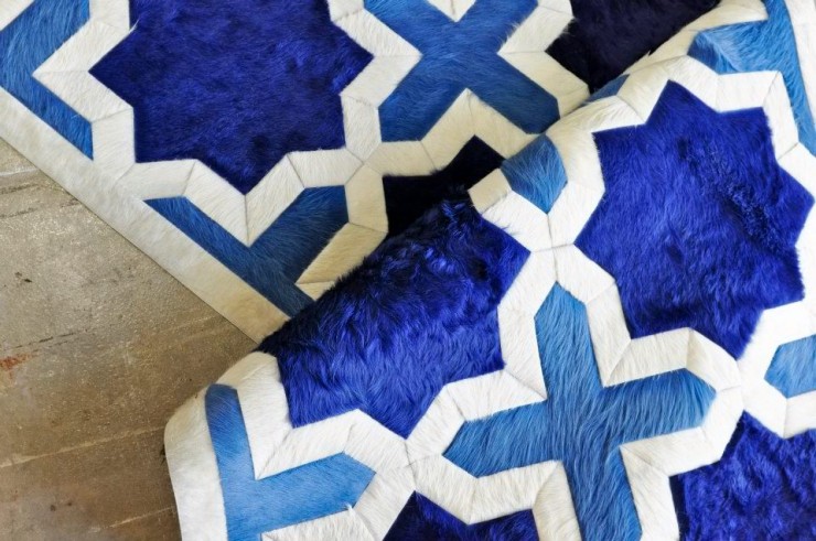 hide_rug_8_by_kyle_bunting blue modern cow hide rug by kyle bunting