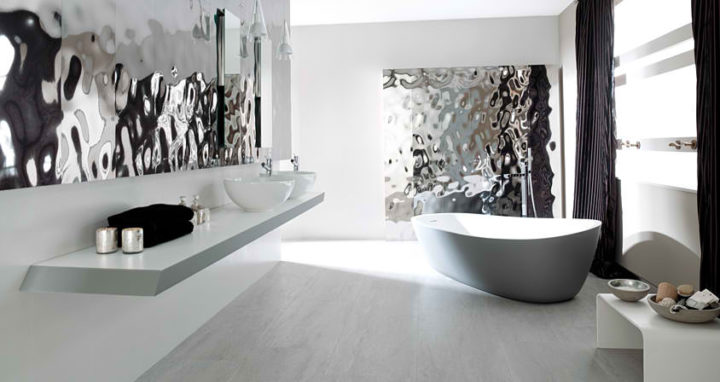 Contemporary silver and white Bathroom Design by Porcelanosa