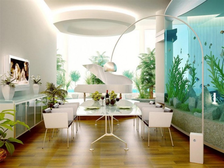 room decorating ideas with aquarium