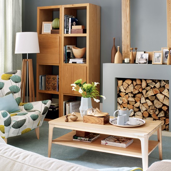  colores de acento de madera para sala de estar gris