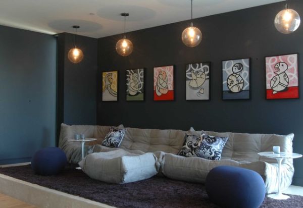 Krásná šedá obývací pokoj design 