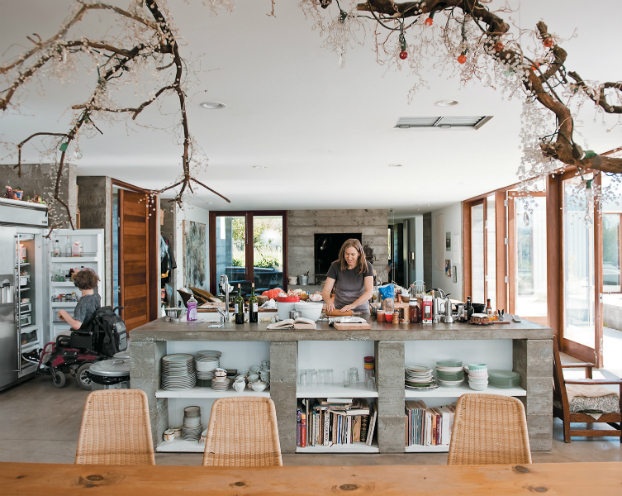 the Orchard House interior concrete kitchen island