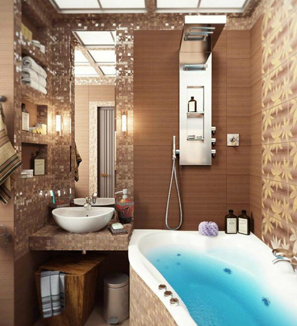 brown small bathroom design idea