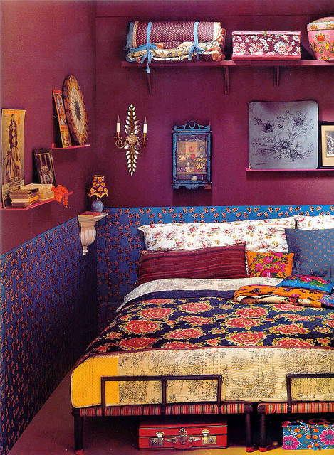 Burgundy bohemian bedroom