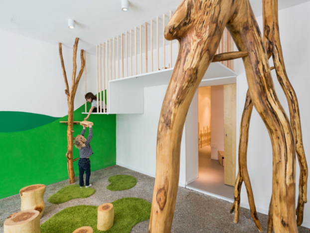 playroom installed with trees