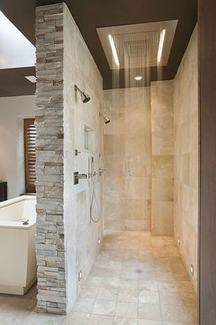 spa bathroom idea with bricks
