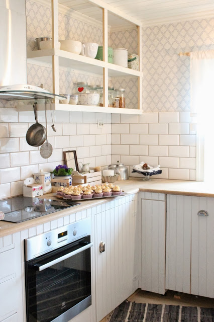 white tiles in kitchen