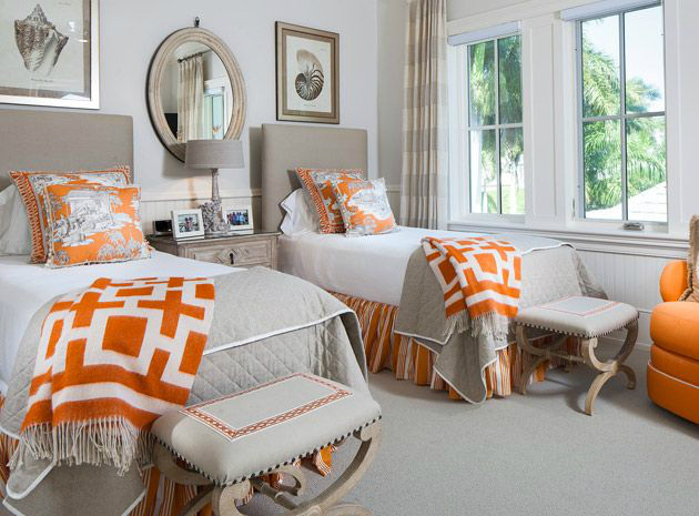 orange bed cushions