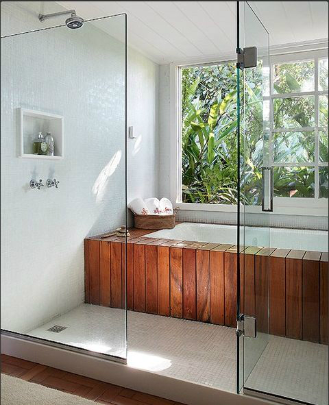glass and bathtub