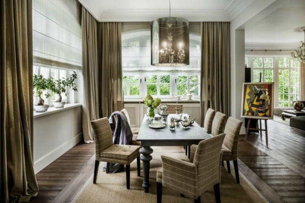 Brown And Silver Elegant dining room