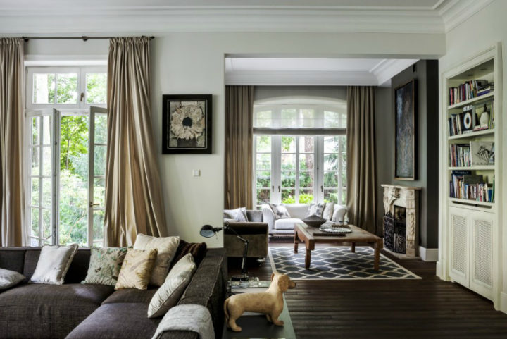 brown beige and silver elegant living room