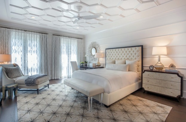 Pineapple House Interior Design bedroom with gray luxury rug