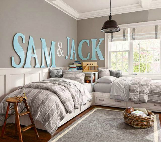 Gray Boys' Room Ideas with Children's Names