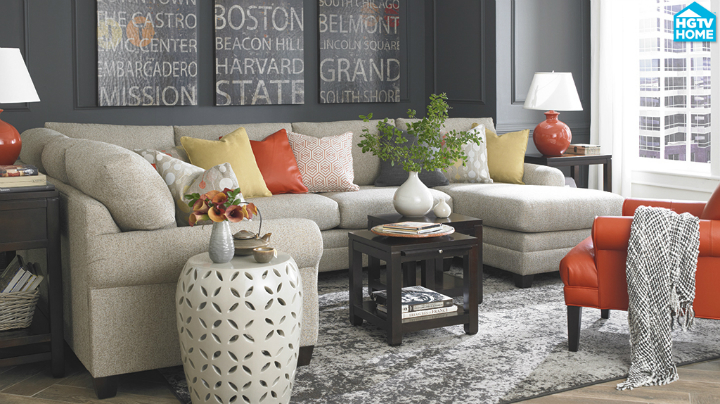 coral beige grayReal Living Room Idea