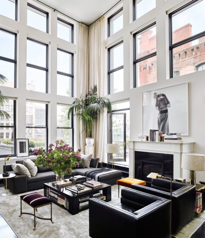Living Room With A Black Leather Sofa, Coffee Tables With Black Leather Couch