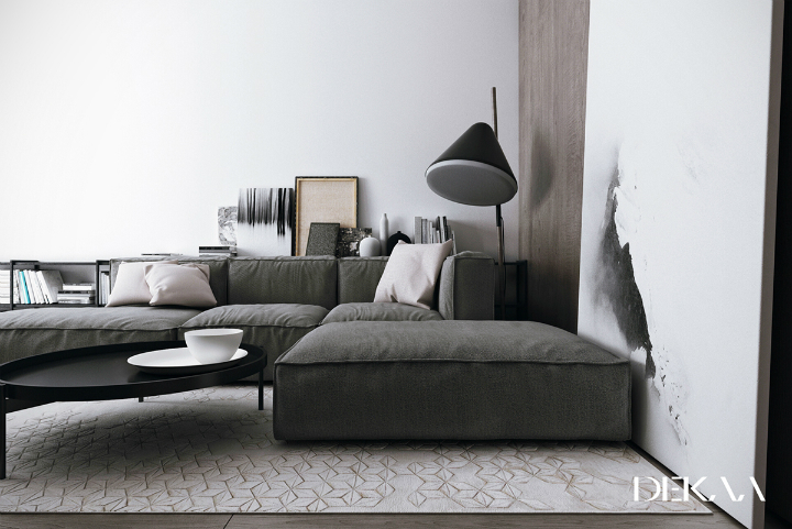 contemporary minimalist interior decorated with shades of gray 4