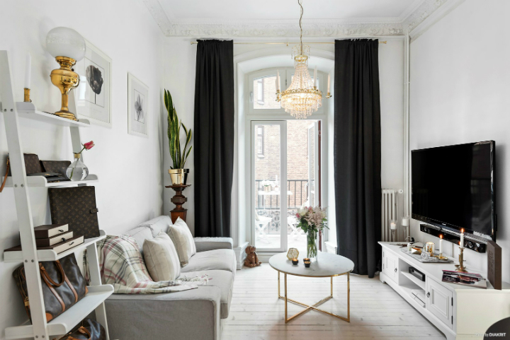 black and white small apartment decoration