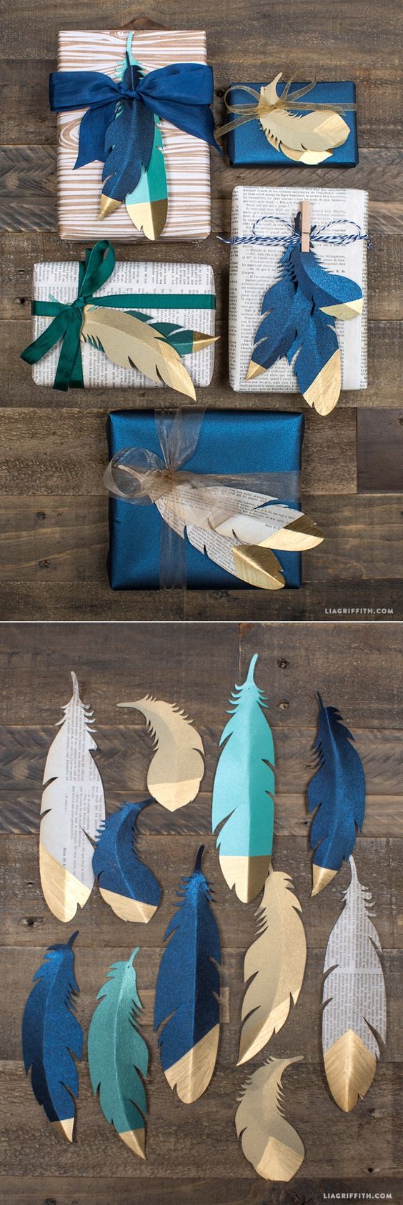 stunning gold tipped paper feathers 