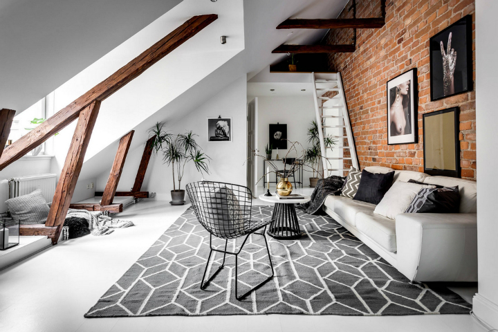 modern Scandinavian attic interior design