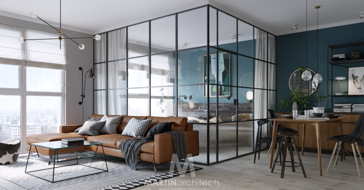 Compact Small Apartment with A Classy Glass Bedroom