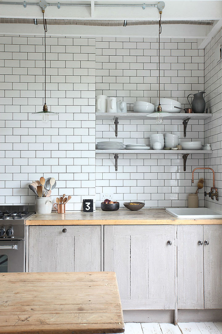 white and beige kitchen design
