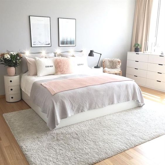 pink and grey bedroom