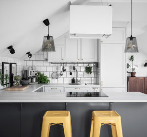 black and white Scandinavian kitchen