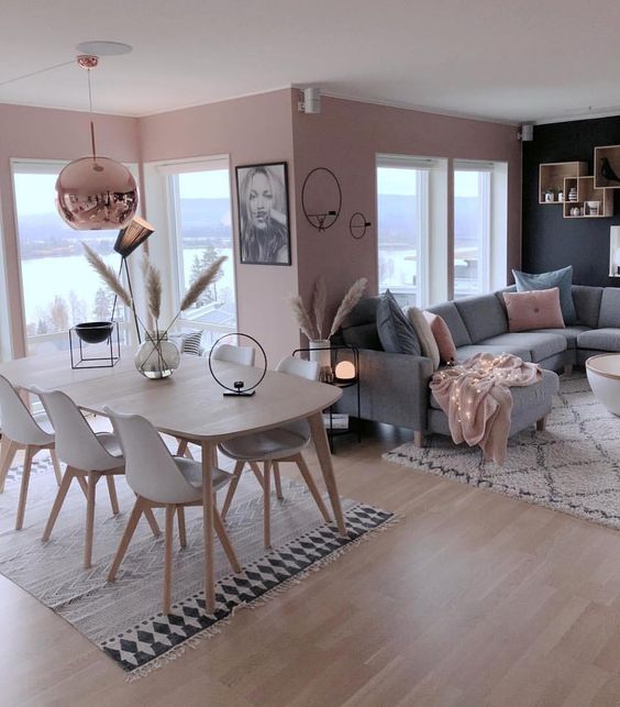 Grey And Blush Pink Living Room, Grey And Pink Living Room Ideas