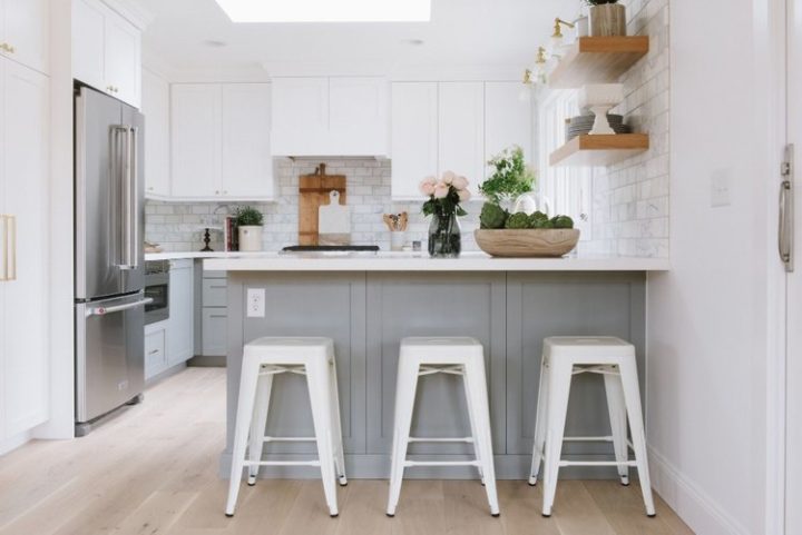 white kitchen with grey details