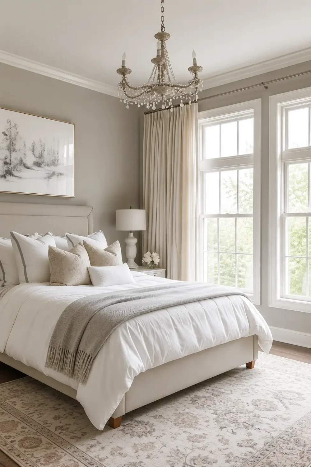 bedroom with Sherwin Williams Popular Gray SW 6071