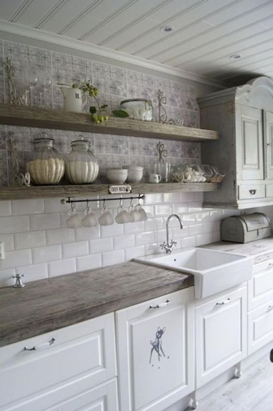 kitchen with white cabinets 