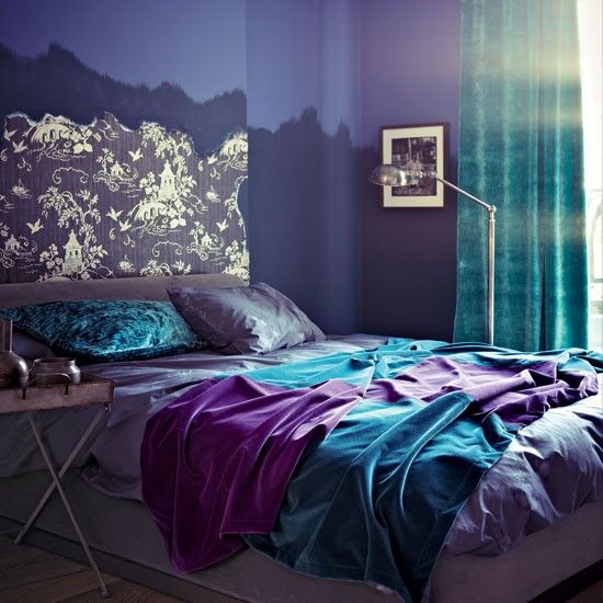 purple and teal bedroom