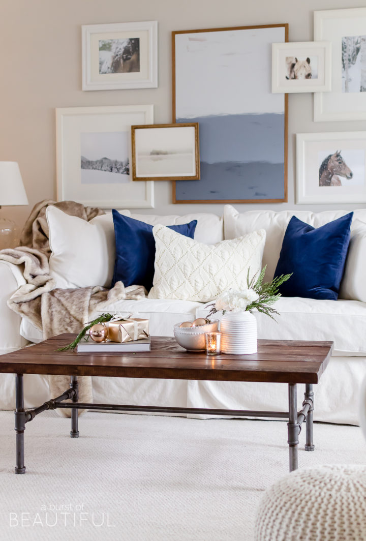 white and blue pillows 