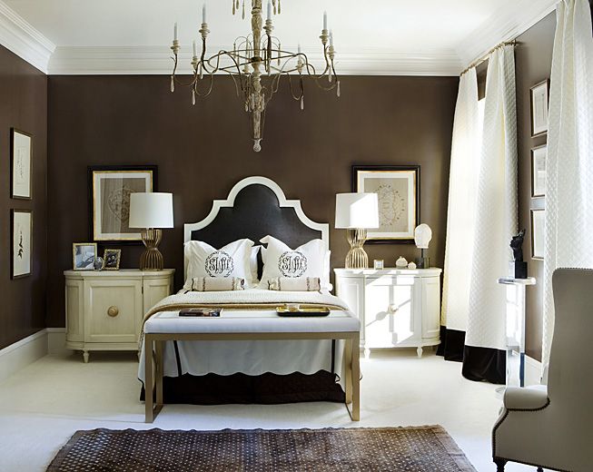 white and brown bedroom 
