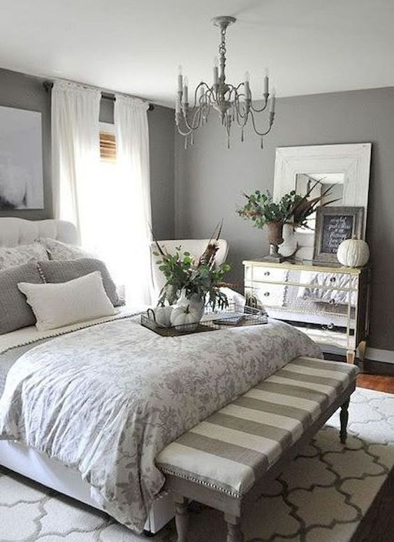 Gray And White Bedroom Accent Wall
