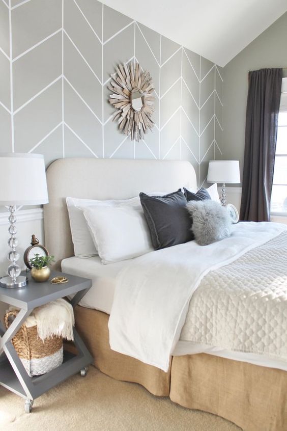 grey and white bedroom decor