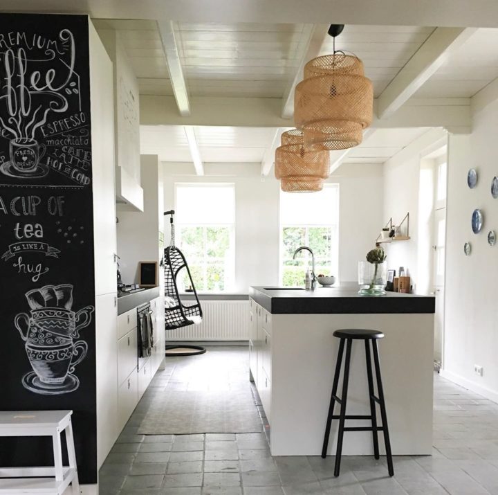 white modern kitchen with black worktop to match your taste