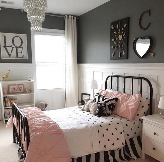 black white and pink room